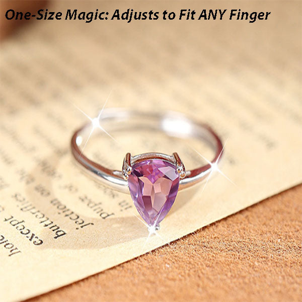 Adjustable Natural Crystal Ring in Sterling Silver