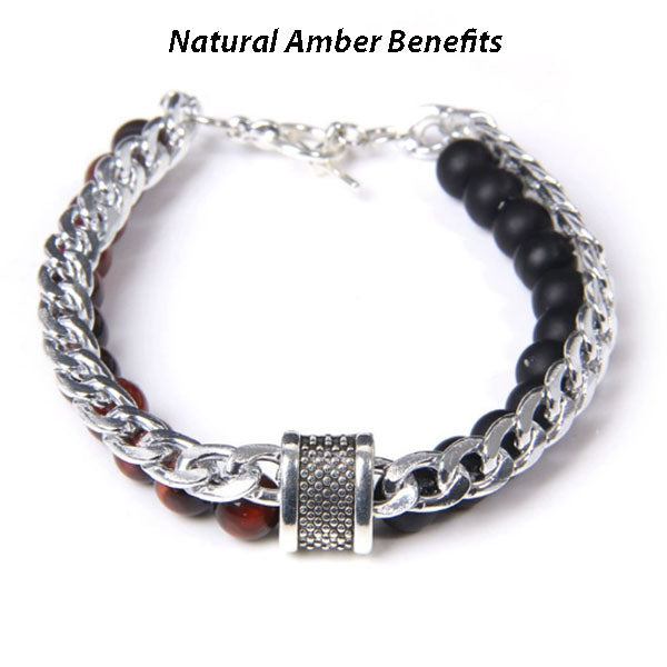 Doppellagiges Bernsteinperlenarmband - Boho verstellbar