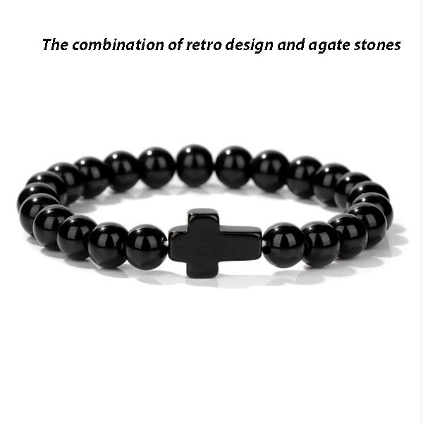 Handgefertigte Retro-Achat-Kreuz-Armbänder