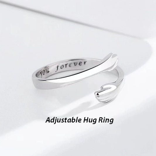 S925 Sterling Silver Adjustable Hug Ring – Versatile Opening, Perfect Fit for Any Finger