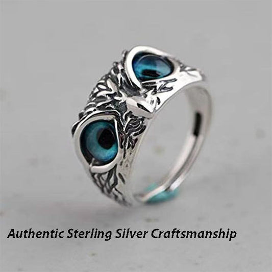 Vintage Owl Ring Sterling Silver