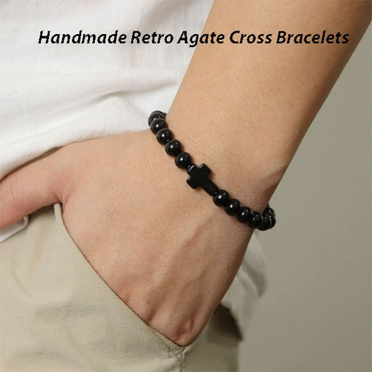 Handmade Retro Agate Cross Bracelets