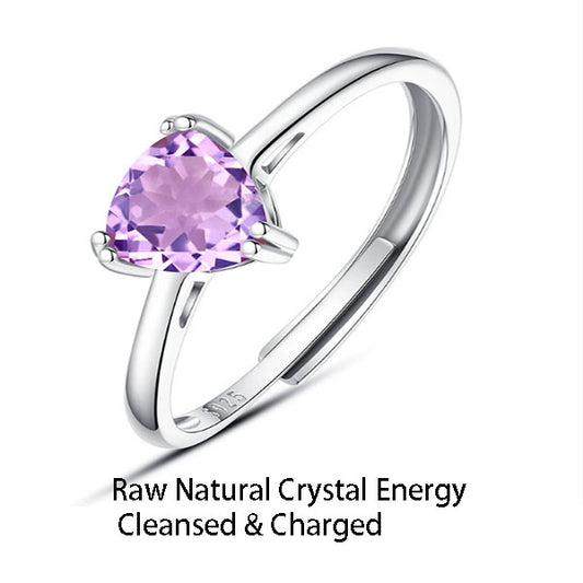 Adjustable Natural Crystal Ring in Sterling Silver
