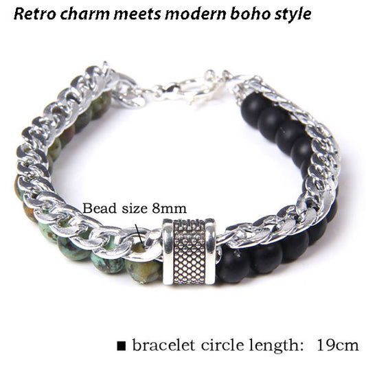 Double Layer Amber Bead Bracelet - Boho Adjustable