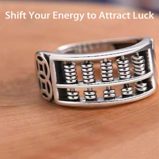 99 Sterling Silver Abacus Ring - Slide Beads for Prosperity