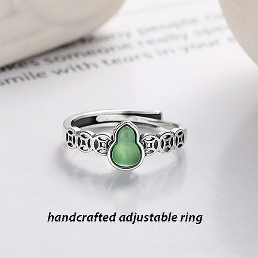 Sterling Silver Adjustable Gourd Ring - Ethnic Style Tribal Jewelry