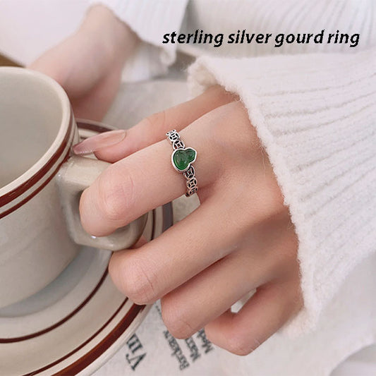 Sterling Silver Adjustable Gourd Ring - Ethnic Style Tribal Jewelry